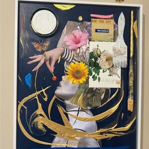 Abstract Art Collage with Gold Accents